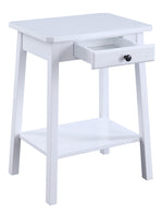 Kaife White Side Table with Drawer & Shelf