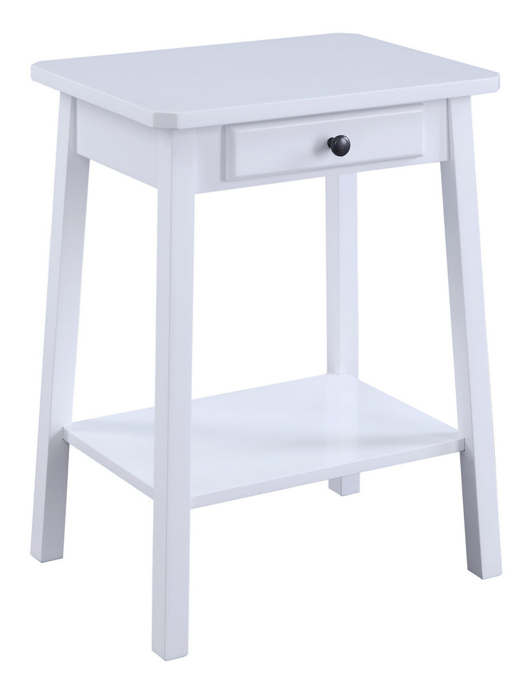 Kaife White Side Table with Drawer & Shelf