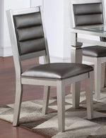 Kallie 2 Grey Faux Leather/Silver Wood Side Chairs