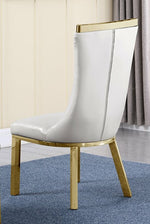 Kalypso White Faux Leather/Gold Side Chair