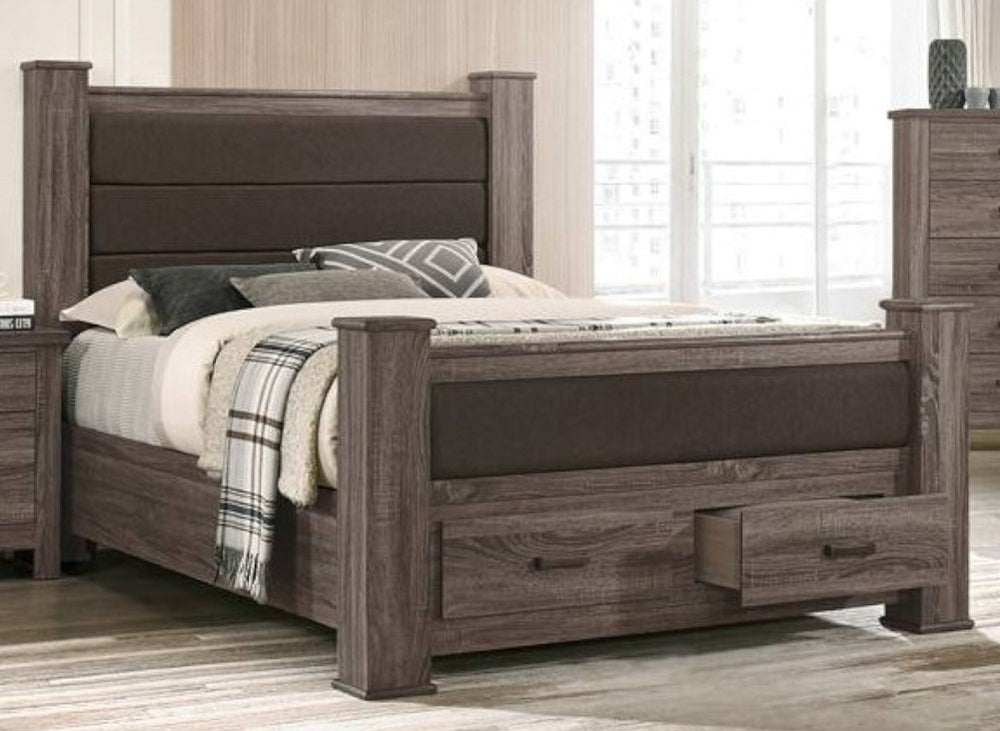 Karen Brown Wood/Linen Cal King Bed