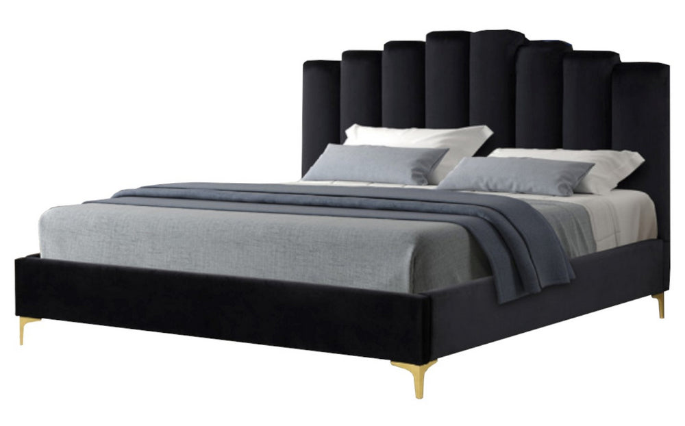 Karmen Black Velvet King Bed