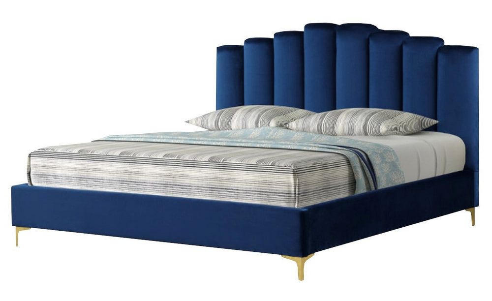 Karmen Blue Velvet Queen Bed