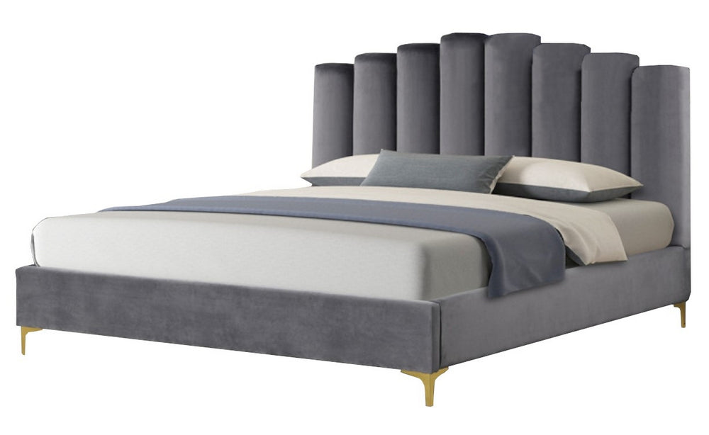 Karmen Grey Velvet King Bed