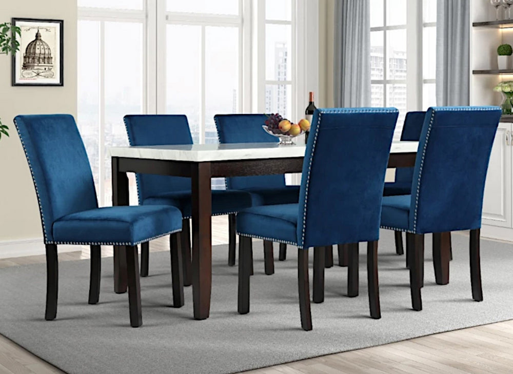 Karoline 7-Pc Blue Dining Table Set