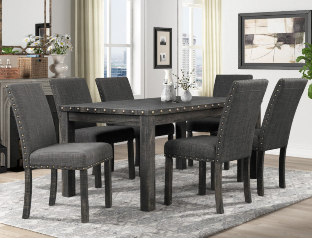 Karoline 7-Pc Grey Wood Dining Table Set