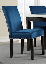 Karoline 2 Blue Velvet/Wood Side Chairs