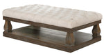 Kasandra Beige Linen Ottoman with Storage