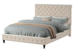 Kathy Beige Velvet Cal King Platform Bed