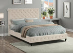 Kathy Beige Velvet Cal King Platform Bed