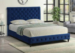 Kathy Blue Velvet Cal King Platform Bed