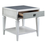 Katia Rustic Gray Sintered Stone/Weathered White Wood End Table