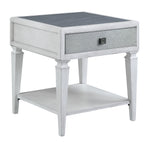 Katia Rustic Gray Sintered Stone/Weathered White Wood End Table