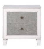 Katia Rustic Gray & Weathered White Wood 2-Drawer Nightstand