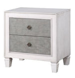 Katia Rustic Gray & Weathered White Wood 2-Drawer Nightstand