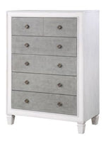 Katia Rustic Gray & Weathered White Wood 5-Drawer Chest