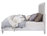 Katia Light Gray Fabric/Weathered White Wood Queen Bed