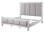 Katia Light Gray Fabric/Weathered White Wood Queen Bed