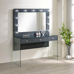 Afshan Contemporary Grey Wood Vanity Desk with Mirror