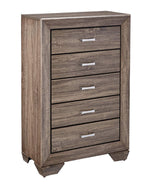 Kauffman 5-Pc Washed Taupe Wood Cal King Panel Bedroom Set