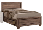 Kauffman 5-Pc Washed Taupe Wood King Storage Bedroom Set