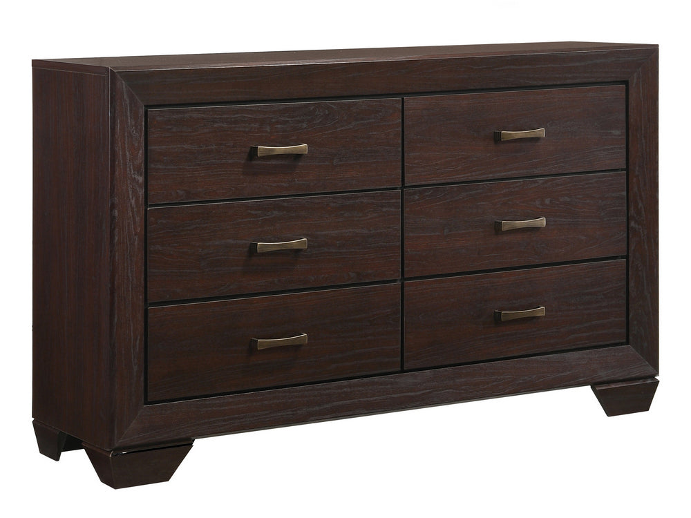 Kauffman Dark Cocoa Wood 6-Drawer Dresser