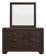 Kauffman Dark Cocoa Wood 6-Drawer Dresser with Mirror