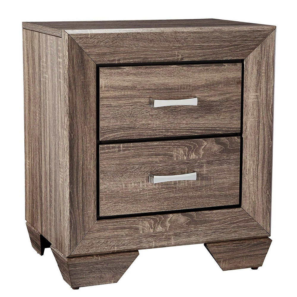 Kauffman Washed Taupe Wood 2-Drawer Nightstand