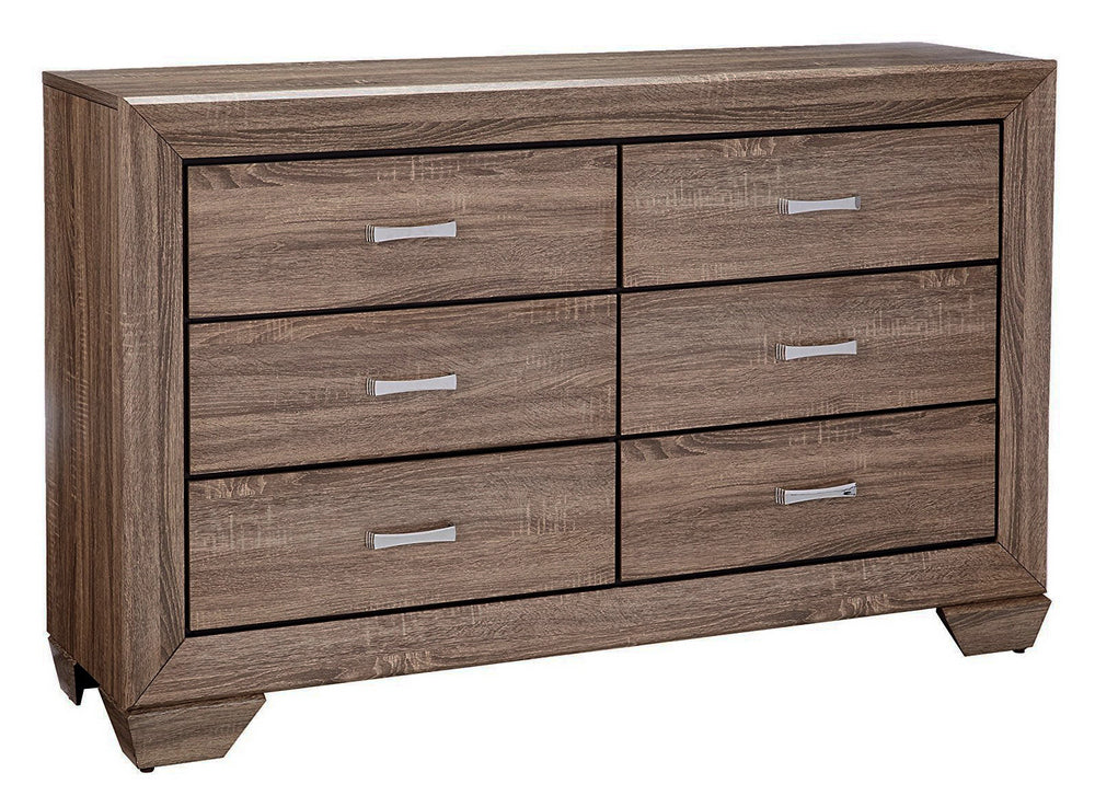 Kauffman Washed Taupe Wood 6-Drawer Dresser