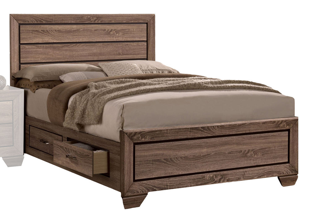 Kauffman Washed Taupe Wood Queen Storage Bed