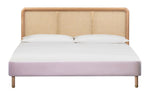 Kavali Cane & Blush Velvet Queen Platform Bed