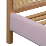 Kavali Cane & Blush Velvet Queen Platform Bed