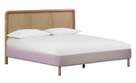 Kavali Cane & Blush Velvet Queen Platform Bed