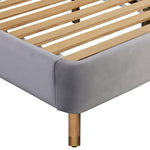 Kavali Cane & Grey Velvet Full Platform Bed