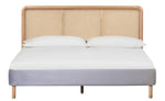 Kavali Cane & Grey Velvet Queen Platform Bed