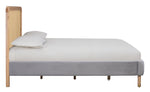 Kavali Cane & Grey Velvet Queen Platform Bed