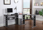 Keizer Black Glass/Silver Metal L-Shape Computer Desk