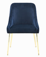 Kella 2 Dark Ink Blue Fabric/Gold Finish Metal Side Chairs