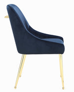 Kella 2 Dark Ink Blue Fabric/Gold Finish Metal Side Chairs