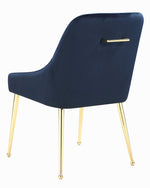 Kella 2 Dark Ink Blue Fabric/Gold Finish Metal Side Chairs