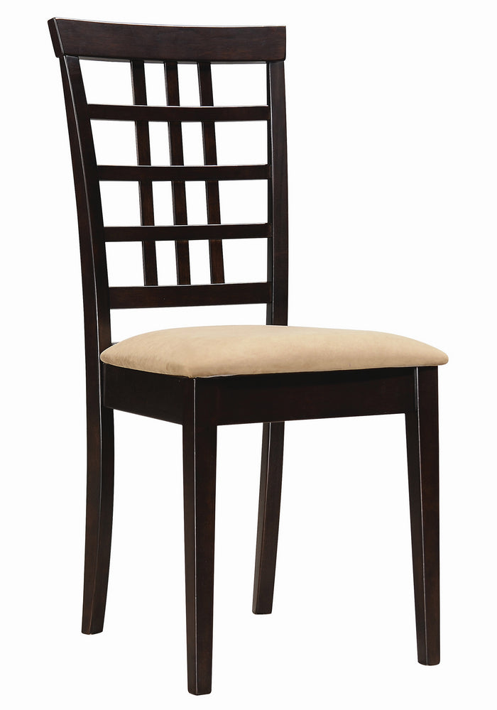 Kelso 2 Tan Fabric/Cappuccino Wood Side Chairs