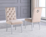 Killa 2 Beige Velvet/Silver Metal Side Chairs