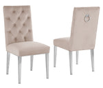 Killa 2 Beige Velvet/Silver Metal Side Chairs