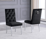 Killa 2 Black Velvet/Silver Metal Side Chairs