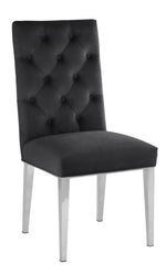 Killa 2 Black Velvet/Silver Metal Side Chairs