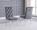 Killa 2 Gray Velvet/Silver Metal Side Chairs