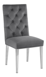 Killa 2 Gray Velvet/Silver Metal Side Chairs