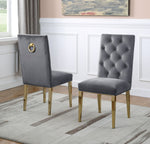 Killa 2 Gray Velvet/Gold Metal Side Chairs