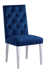 Killa 2 Navy Blue Velvet/Silver Metal Side Chairs