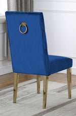 Killa 2 Navy Blue Velvet/Gold Metal Side Chairs